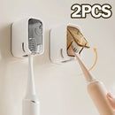 Kit 2 Suportes de Parede para Escovas de Dentes com Tampa Protetora – Antipoeira e Compatível com Escovas Elétricas