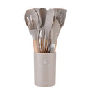 Conjunto 12 Peças de Utensílios de Cozinha em Silicone – Espátulas, Batedores de Ovos e Ferramentas Antiaderentes com Cabo de Madeira
