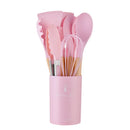Conjunto 12 Peças de Utensílios de Cozinha em Silicone – Espátulas, Batedores de Ovos e Ferramentas Antiaderentes com Cabo de Madeira