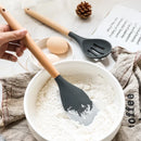 Conjunto 12 Peças de Utensílios de Cozinha em Silicone – Espátulas, Batedores de Ovos e Ferramentas Antiaderentes com Cabo de Madeira