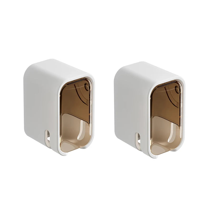 Kit 2 Suportes de Parede para Escovas de Dentes com Tampa Protetora – Antipoeira e Compatível com Escovas Elétricas