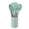 Conjunto 12 Peças de Utensílios de Cozinha em Silicone – Espátulas, Batedores de Ovos e Ferramentas Antiaderentes com Cabo de Madeira