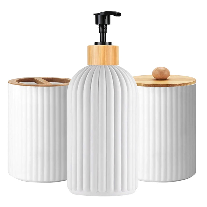Organizador Decorativo para Banheiro com Dispenser de Sabonete e Suporte para Escovas – Elegância e praticidade para o seu ambiente