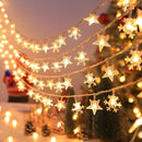 Luzes Decorativas de Natal LED – Estrelas e Flocos de Neve, Fio de 1,5 a 10 Metros, Perfeito para Festas e Ambiente Natalino