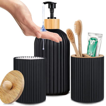 Organizador Decorativo para Banheiro com Dispenser de Sabonete e Suporte para Escovas – Elegância e praticidade para o seu ambiente