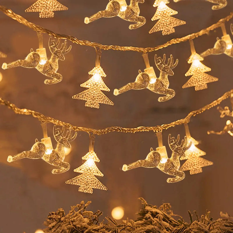 Luzes Decorativas de Natal LED – Estrelas e Flocos de Neve, Fio de 1,5 a 10 Metros, Perfeito para Festas e Ambiente Natalino