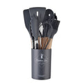 Conjunto 12 Peças de Utensílios de Cozinha em Silicone – Espátulas, Batedores de Ovos e Ferramentas Antiaderentes com Cabo de Madeira